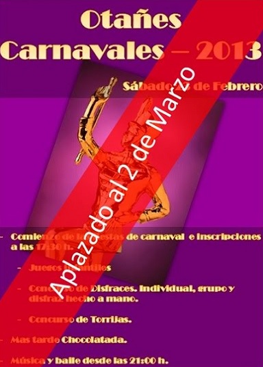 Aplazada la celebración de Carnavales prevista para hoy