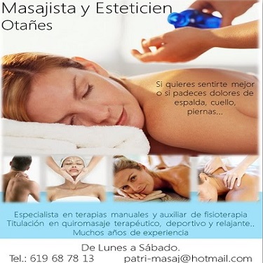 Nueva actividad en Otañes. Masaje y Esteticien.
